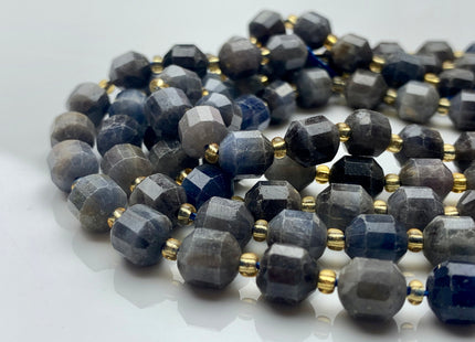 7x8mm Half Strand Faceted Energy Prism Cut Sapphire Gemstone Genuine Double Terminated Points Natural Blue Sapphire Beads 19-20 Pieces #3610