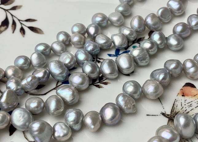 7-8 mm AA Grey Color Top Drilled Freshwater Nugget Pearls, Genuine Natural Color Nugget Pearls #1318