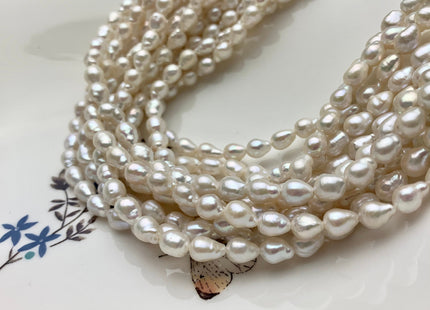 6x7-8 mm AAA Natural White High Luster Baby Edison Baroque Freshwater Pearl Beads Genuine Tear Drop Shape Small Edison Pearls #P1444