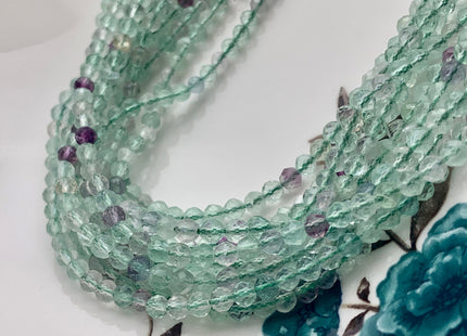 4mm AAA Micro Faceted Round Translucent Multi Color Fluorite Beads Genuine Teal Blue Green Purple Fluorite Gemstone 15.5 Inches Strand #3611