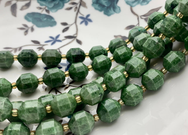 9x10mm AAA Half Strand Faceted Energy Prism Cut Diopside Gemstone Genuine Double Terminated Points Natural Green Diopside 16 Pieces #3613