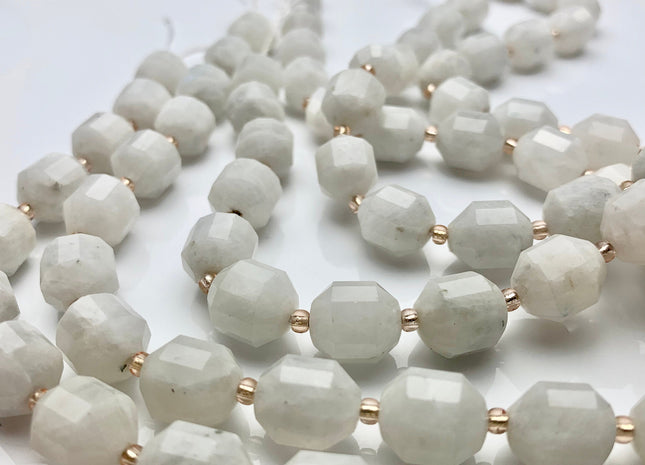 11x12mm AAA Half Strand Faceted Energy Prism Cut White Moonstone Gemstone Genuine Double Terminated Points Natural White Moonstone #3605
