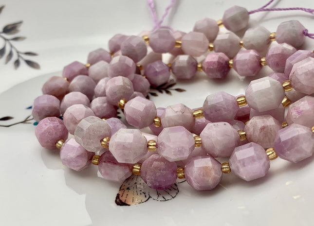 9x10mm 10x11mm AAA Half Strand Faceted Energy Prism Cut Kunzite Gemstone Genuine Double Terminated Points Natural Lavender Purple Bead #3604