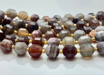 9x10mm 11x12mm AAA Half Strand Faceted Energy Prism Cut Botswana Agate Genuine Double Terminated Points Natural White Gray Agate Beads #3603
