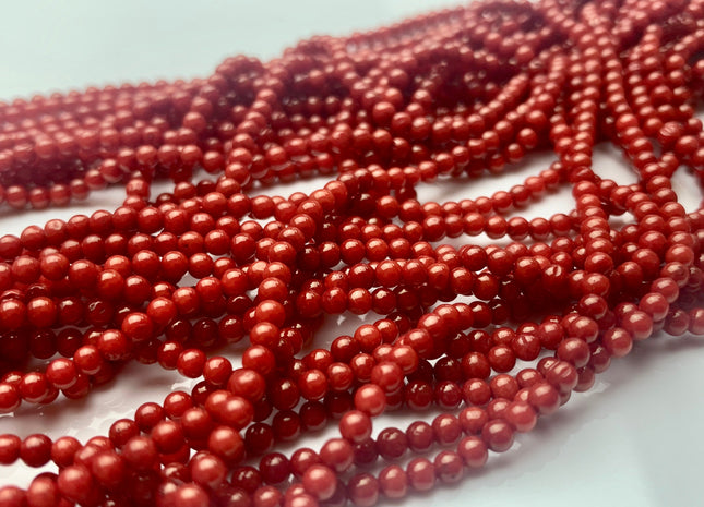 WHOLESALE 3 mm AAA Smooth Round Red Bamboo Coral Beads 15.5 Inches Strand 150 Beads #3570