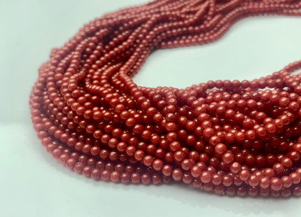 WHOLESALE 3 mm AAA Smooth Round Red Bamboo Coral Beads 15.5 Inches Strand 150 Beads #3570