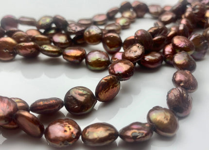 9-10 mm Copper Brown Color Flat Coin Freshwater Pearl Beads Genuine Cultured Freshwater Coin Pearls 38 Pieces #423