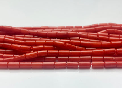 3x6 mm AAA Red Bamboo Coral Smooth Tube Shape Red Bamboo Coral Gemstones Loose Beads 16 Inches Strand 65 Pieces #3564