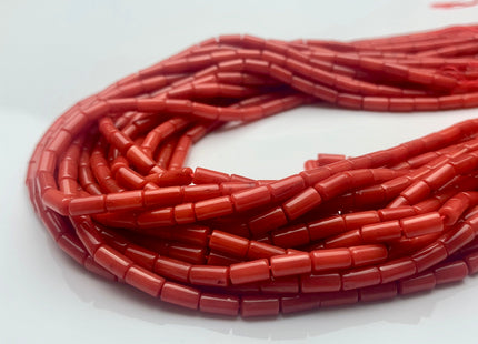 3x6 mm AAA Red Bamboo Coral Smooth Tube Shape Red Bamboo Coral Gemstones Loose Beads 16 Inches Strand 65 Pieces #3564