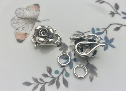 13x16mm 925 Sterling Silver Antique Bali Style Flower Shape Clasp Genuine Silver Findings 925 Sterling Silver Rose Clasps DIY Jewelry #10138