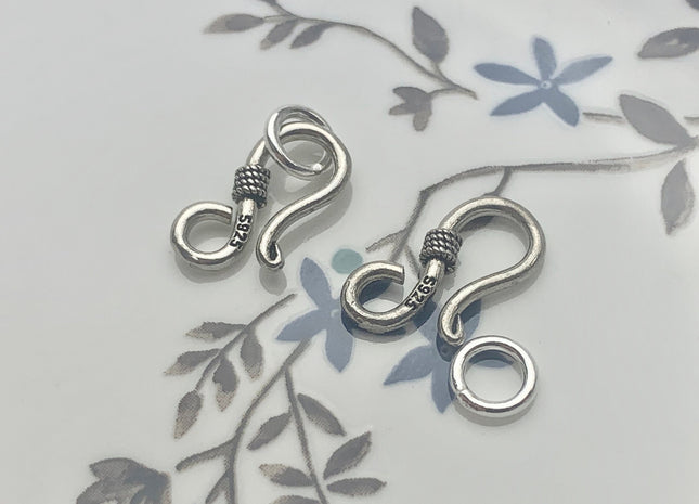 10x16 mm 925 Sterling Silver Antique S Shape Hook Bali Clasp Genuine Silver Findings 925 Sterling Silver Clasps DIY Jewelry #10140