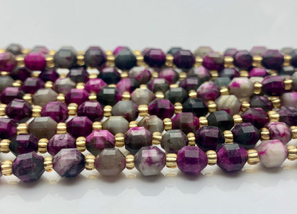 5x6mm 7x8mm Faceted Energy Prism Cut Sugilite Gemstone Genuine Double Terminated Points Pink Purple Color 15.5 Inches 48 Pieces #3617