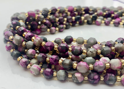 5x6mm 7x8mm Faceted Energy Prism Cut Sugilite Gemstone Genuine Double Terminated Points Pink Purple Color 15.5 Inches 48 Pieces #3617