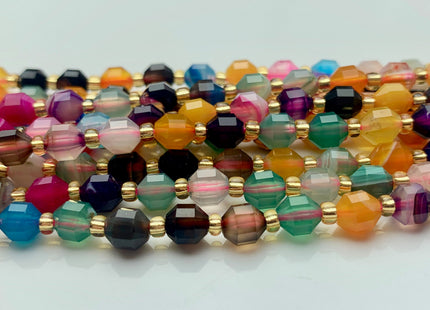 5x6mm Faceted Energy Prism Cut Agate Gemstone Genuine Double Terminated Points Mixed Color 15.5 Inches 47 Pieces #3618