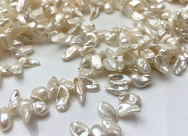 4x7 OR 5x8 OR 6x10-12 mm Natural White Keshi Freshwater Pearl Beads Top Drilled Genuine Natural White Dancing Small Keshi Pearls #P1448