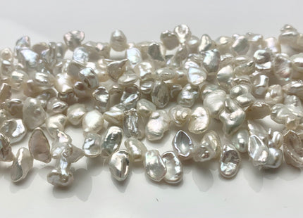 6x8-10 mm AAA Natural Silver White Keshi Freshwater Pearl Beads Top Drilled Genuine Natural White Dancing Keshi Pearl W/Pink Luster #P1449