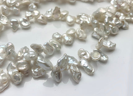 6x8-10 mm AAA Natural Silver White Keshi Freshwater Pearl Beads Top Drilled Genuine Natural White Dancing Keshi Pearl W/Pink Luster #P1449