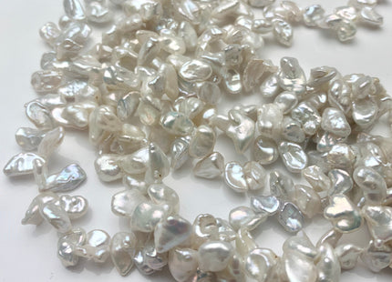 6x8-10 mm AAA Natural Silver White Keshi Freshwater Pearl Beads Top Drilled Genuine Natural White Dancing Keshi Pearl W/Pink Luster #P1449