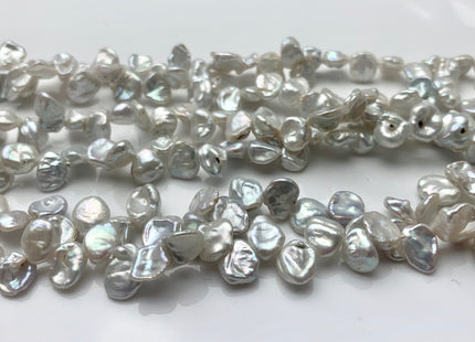 6x8 mm Natural Silver White Keshi Freshwater Pearl Beads Top Drilled Genuine Natural White Dancing Keshi Pearls #P1450