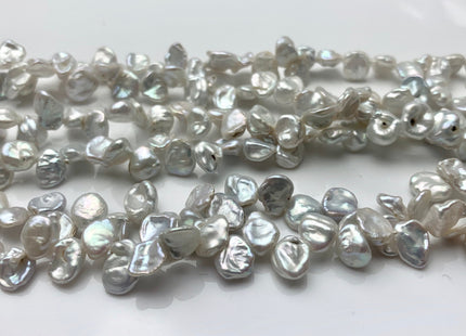 6x8 mm Natural Silver White Keshi Freshwater Pearl Beads Top Drilled Genuine Natural White Dancing Keshi Pearls #P1450