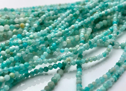 2mm 2.5mm AAA Faceted Round Natural Amazonite Gemstone Beads Natural Blue Green Color Tiny Amazonite Beads 15.5 Inches #3642
