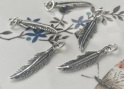 One Piece 6x26 mm 925 Sterling Silver Leaf Shape Pendant Findings Antique Bali Design Sterling Silver Pendant #10144