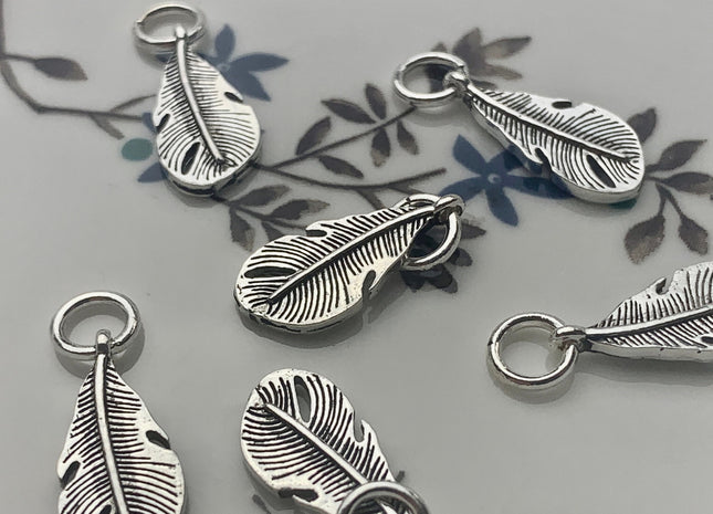 One Piece 8x17 mm 925 Sterling Silver Leaf Shape Pendant Findings Antique Bali Design Sterling Silver Pendant #10145