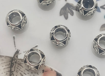 One Piece 5x7.5 mm 925 Sterling Silver Tibetan Style Silver Spacer Ring Genuine Sterling Silver Large Hole Spacer Beads #10149
