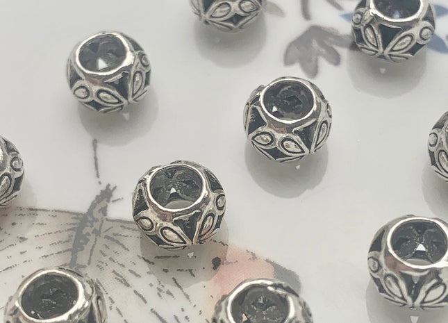 One Piece 5x7.5 mm 925 Sterling Silver Tibetan Style Silver Spacer Ring Genuine Sterling Silver Large Hole Spacer Beads #10149