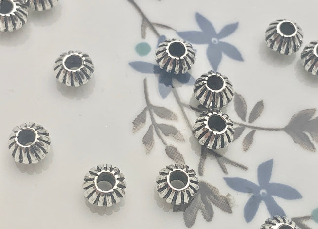One Piece 4x5.5 mm 925 Sterling Silver Tibetan Style Silver Spacer Ring Genuine Sterling Silver Large Hole Spacer Beads #10150