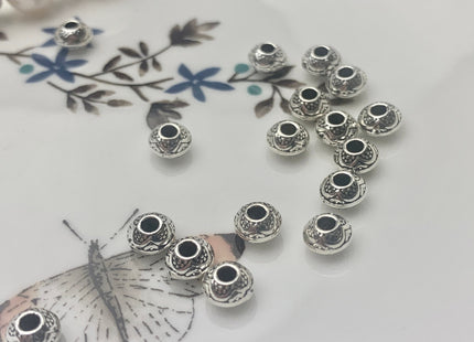 One Piece 4x6 mm 925 Sterling Silver Tibetan Style Silver Spacer Ring Genuine Sterling Silver Large Hole Spacer Beads #10153