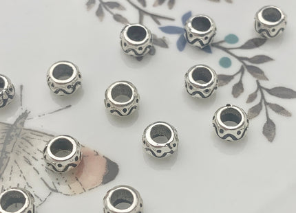 One Piece 4x6 mm 925 Sterling Silver Tibetan Style Silver Spacer Ring Genuine Sterling Silver Large Hole Spacer Beads #10154