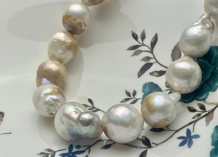 14-16x16-22 mm Natural White Jumbo Size Freshwater Baroque Pearl Beads Genuine Natural White Large Baroque Pearl 21-22 Pieces #P1452