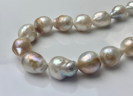 14-16x16-22 mm Natural White Jumbo Size Freshwater Baroque Pearl Beads Genuine Natural White Large Baroque Pearl 21-22 Pieces #P1452
