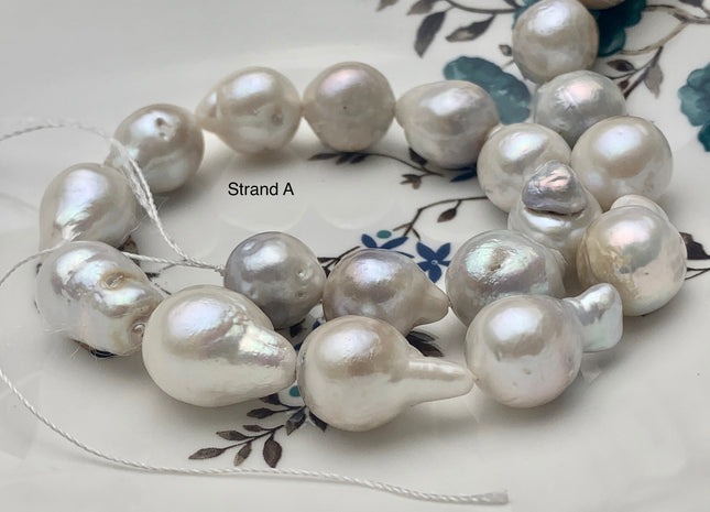 14-16x16-22 mm Natural White Jumbo Size Freshwater Baroque Pearl Beads Genuine Natural White Large Baroque Pearl 21-22 Pieces #P1452