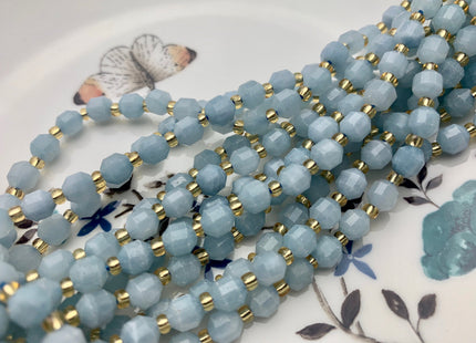 5x6mm 7x8mm AAA Faceted Energy Prism Cut Aquamarine Gemstone Genuine Double Terminated Points Natural Blue Beads 15.5 Inches #3627