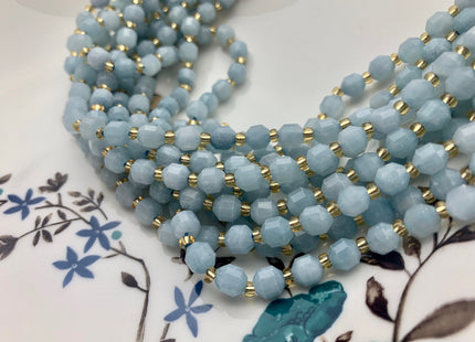 5x6mm 7x8mm AAA Faceted Energy Prism Cut Aquamarine Gemstone Genuine Double Terminated Points Natural Blue Beads 15.5 Inches #3627