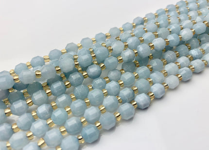 5x6mm 7x8mm AAA Faceted Energy Prism Cut Aquamarine Gemstone Genuine Double Terminated Points Natural Blue Beads 15.5 Inches #3627