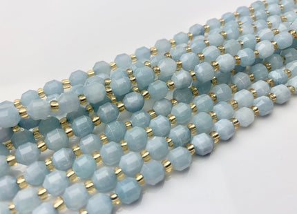 5x6mm 7x8mm AAA Faceted Energy Prism Cut Aquamarine Gemstone Genuine Double Terminated Points Natural Blue Beads 15.5 Inches #3627