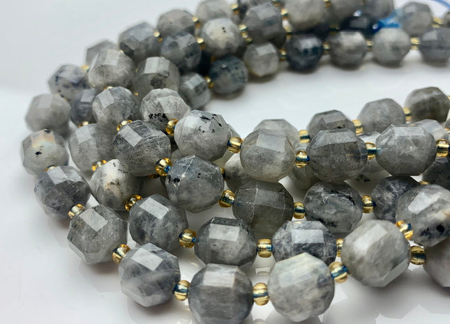 9x10mm Half Strand Faceted Energy Prism Cut Labradorite Gemstone Genuine Double Terminated Points Gray Labradorite Beads 17 Pieces #3594