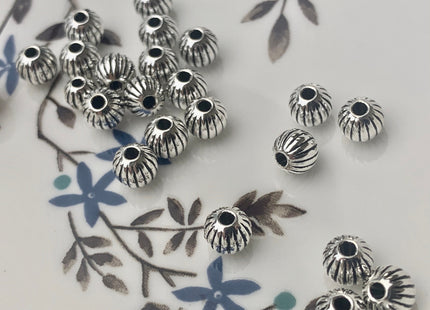 One Piece 6 mm 925 Sterling Silver Tibetan Style Silver Spacer Ball Genuine Sterling Silver Large Hole Spacer Bali Antique Beads #10157