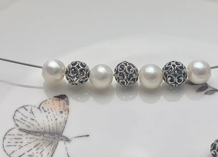 One Piece 8 mm 11.5 mm 925 Sterling Silver Tibetan Style Silver Spacer Ball Genuine Sterling Silver Spacer Bali Antique Beads #10158