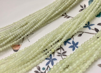 2mm 3mm 4mm Faceted Round Lemon Jade Gemstone Beads Gemmy Yellow Green Color Jade Small Tiny Beads 15.5 Inches Strand #3643