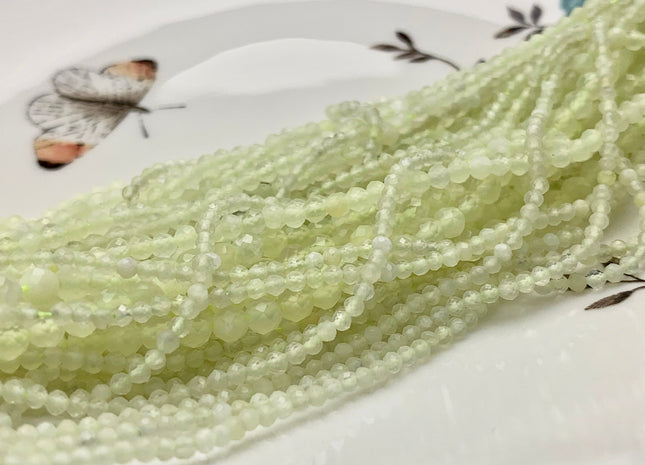 2mm 3mm 4mm Faceted Round Lemon Jade Gemstone Beads Gemmy Yellow Green Color Jade Small Tiny Beads 15.5 Inches Strand #3643