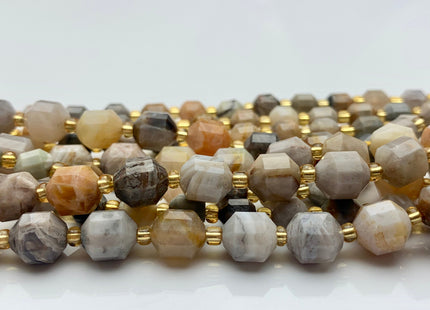 5x6mm 7x8mm Faceted Energy Prism Cut Bamboo Agate Gemstone Genuine Double Terminated Points Natural Creamy Yellow Agate 15.5 Inches #3631