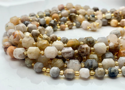 5x6mm 7x8mm Faceted Energy Prism Cut Bamboo Agate Gemstone Genuine Double Terminated Points Natural Creamy Yellow Agate 15.5 Inches #3631