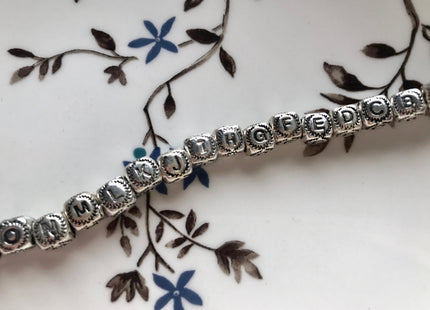 One Piece 6 mm 925 Sterling Silver Alphabet Letter Silver Dice Shape Genuine Sterling Silver Large Hole Spacer Bali Antique Beads #10166