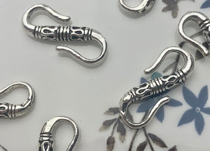 One Piece 8x20mm 925 Sterling Silver Hook Clasp Sterling Silver Finding Clasp Antique S Shape Silver Hook with Closed Jump Rings #10163