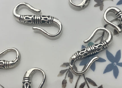 One Piece 8x20mm 925 Sterling Silver Hook Clasp Sterling Silver Finding Clasp Antique S Shape Silver Hook with Closed Jump Rings #10163