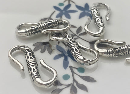 One Piece 8x20mm 925 Sterling Silver Hook Clasp Sterling Silver Finding Clasp Antique S Shape Silver Hook with Closed Jump Rings #10163